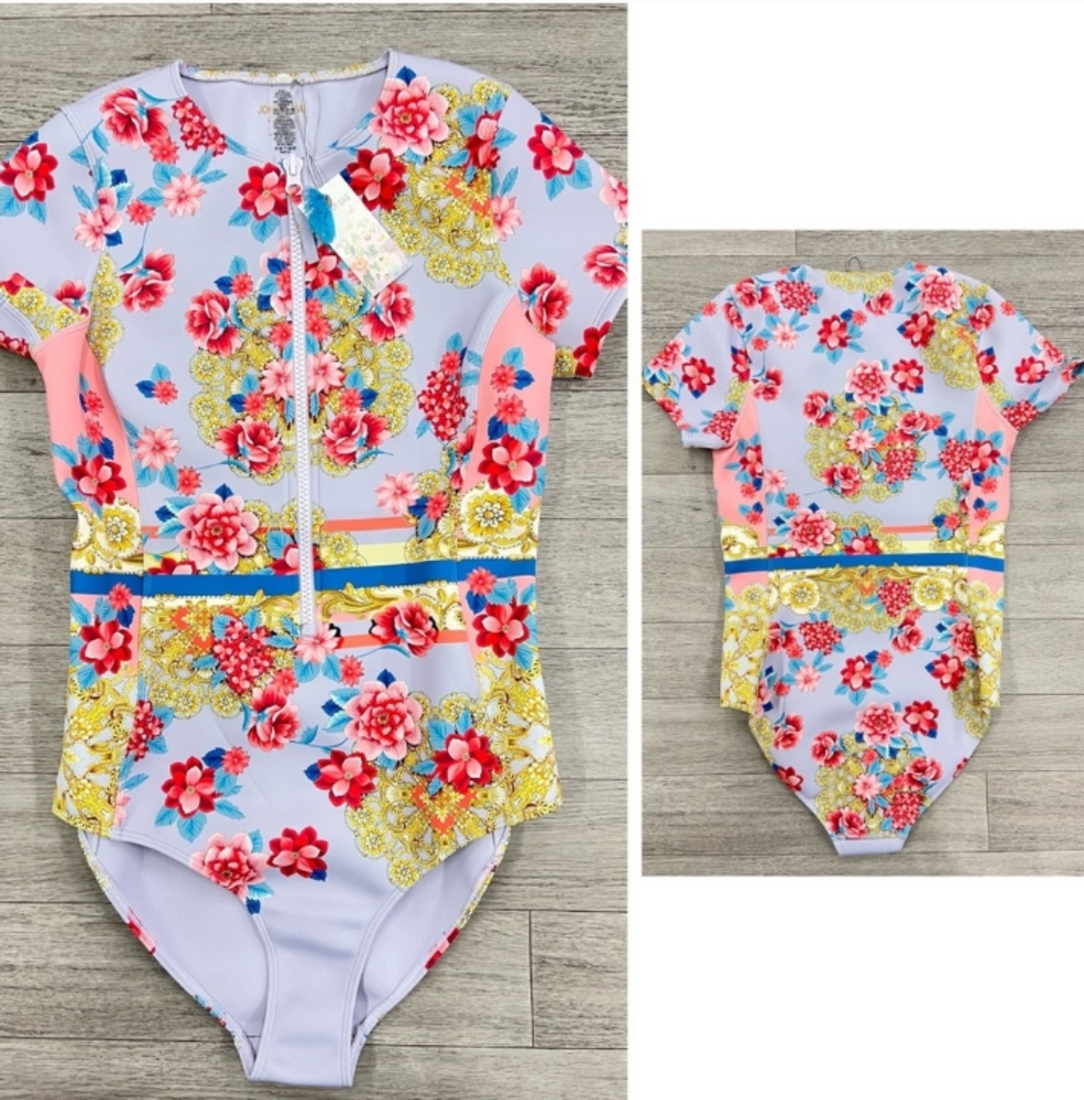 NWT Johnny Was Japer Neoprene One Piece Swimsuit Floral print New NWT M Medium - Picture 2 of 10